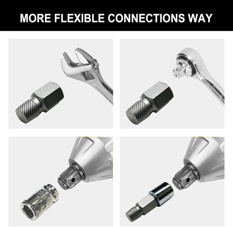 NORTOOLS 26PCS CR-MO Screw Extractor Set,Hex-Head Multi-Spline Screw Easy-out Screw Extraction Set 3/8" Inch Drive Hex-Head, Broken Bolt Remover, Stripped Fastener Tool for Stripped, Rounded, Damaged - Image 4